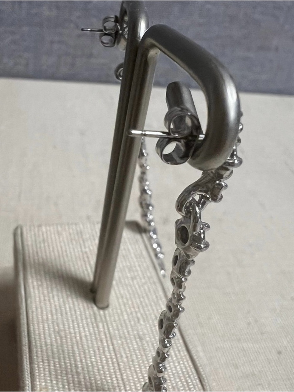 Alexis Bittar Ruthenium-Plated Punk Royale Crystal Linear Drop Earrings NEW - Picture 3 of 8